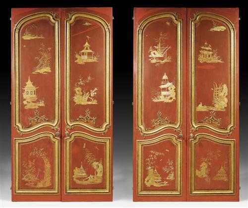 Appraisal: SET OF LACQUERED DOORS Louis XV the painting attributed to