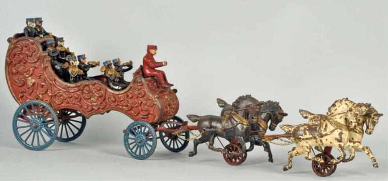 Appraisal: Cast Iron Hubley Horse-Drawn Band Wagon Toy American Larger size