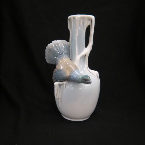 Appraisal: Figural Porcelain Vase turkey icicle deocr signed excellent