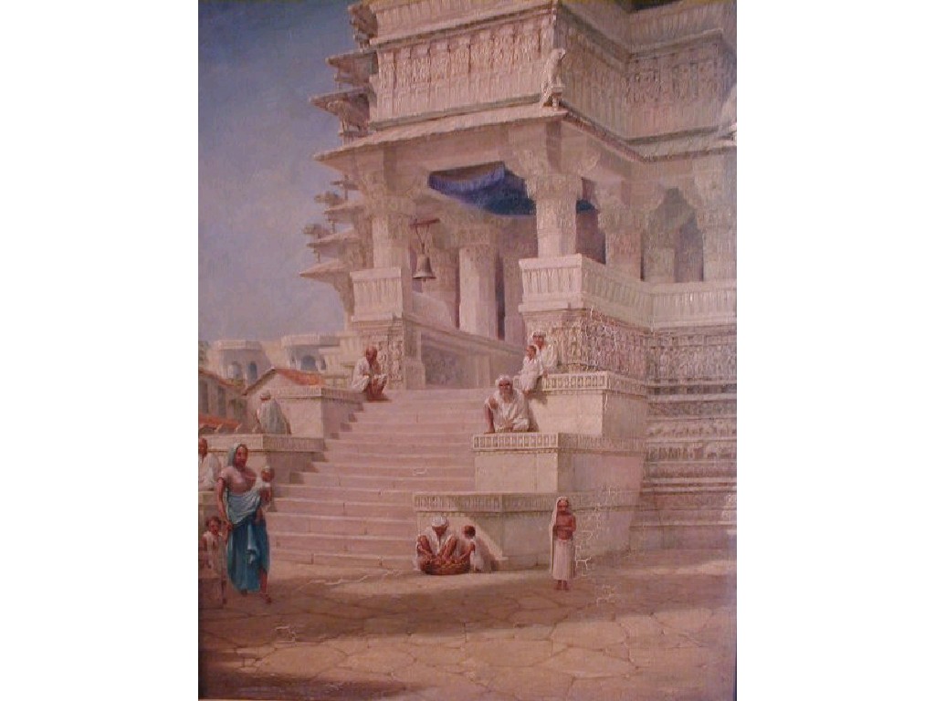 Appraisal: Ernest Costin An Indian temple with figures oil on canvas