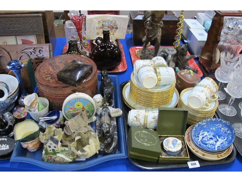 Appraisal: Two tray lots to include Chinese teapot Victorian teaset pearlware