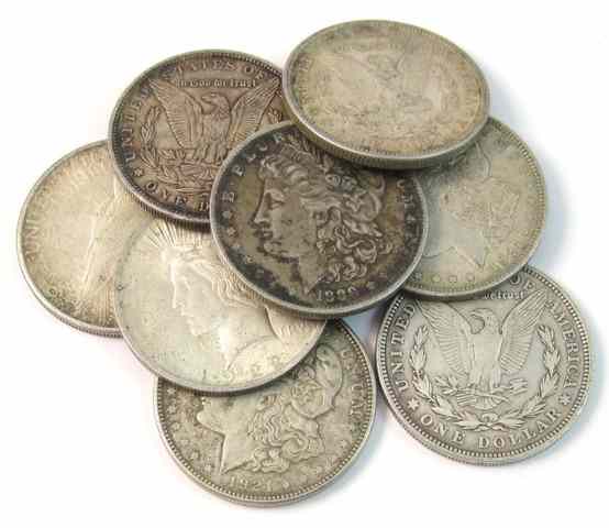 Appraisal: NINE U S SILVER DOLLARS - Morgan type -O -P