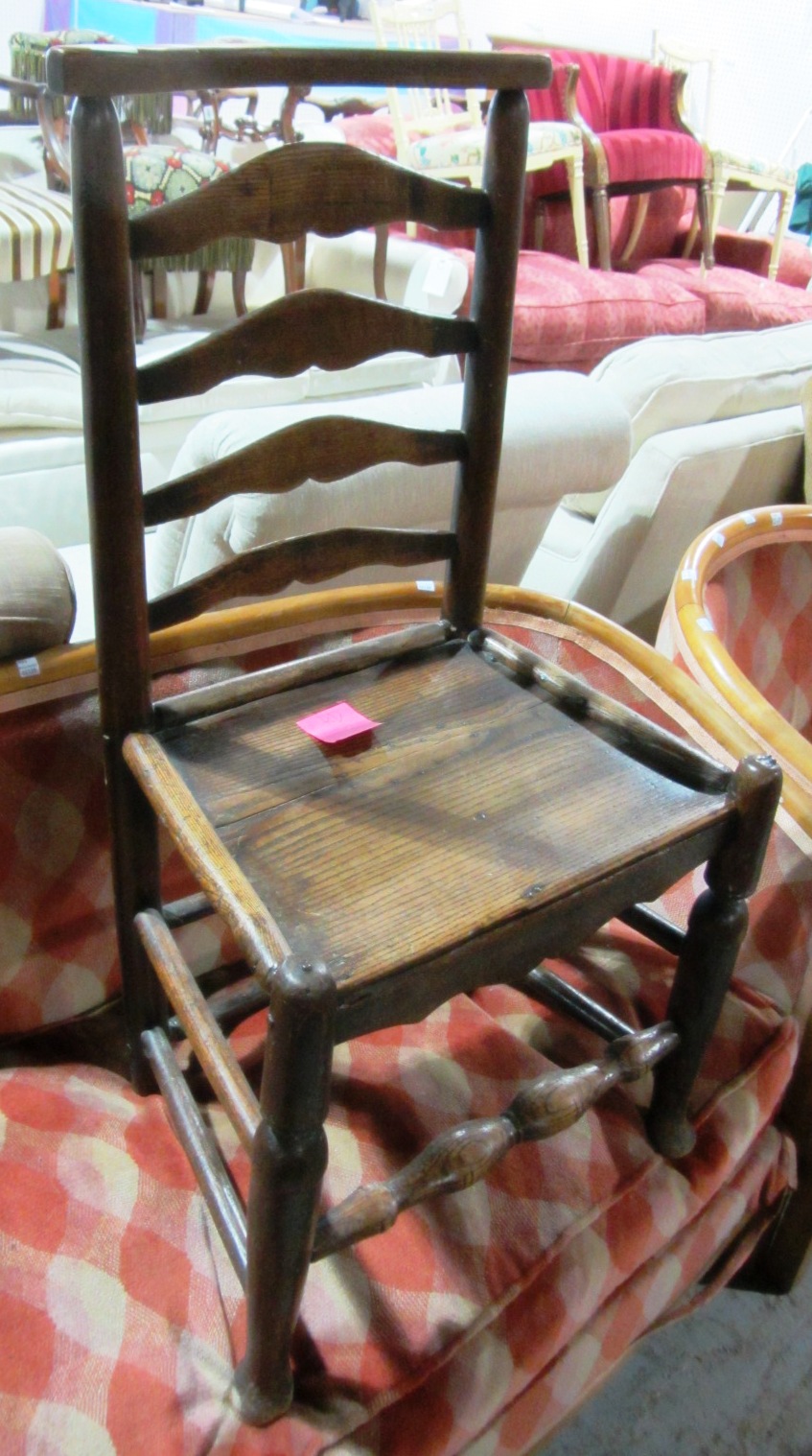 Appraisal: A th century ash and elm ladder back chair and