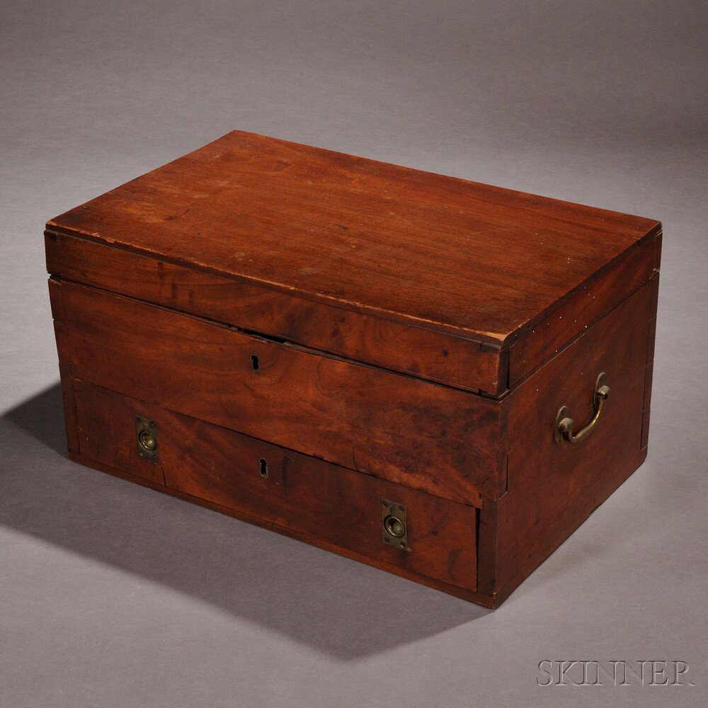 Appraisal: Possibly Shaker Butternut Lift-lid Storage Box mid- th century the