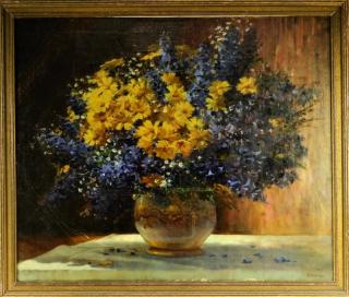 Appraisal: American Oriental Still Life Painting of Flowers UNITED STATES EARLY