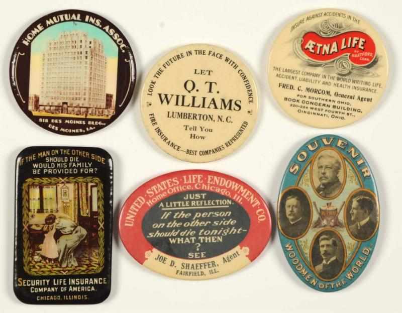 Appraisal: Lot of Insurance Related Pocket Mirrors Condition Near Mint Size