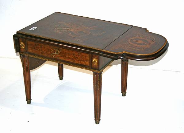 Appraisal: A Napoleon III marquetry inlaid table mid th century reduced