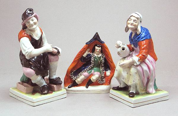 Appraisal: A group of three Staffordshire figures second half th century