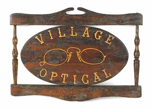 Appraisal: Village Optical painted wood trade sign th c x