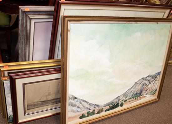 Appraisal: Eight assorted framed paintings and prints subjects include mountainous landscapes