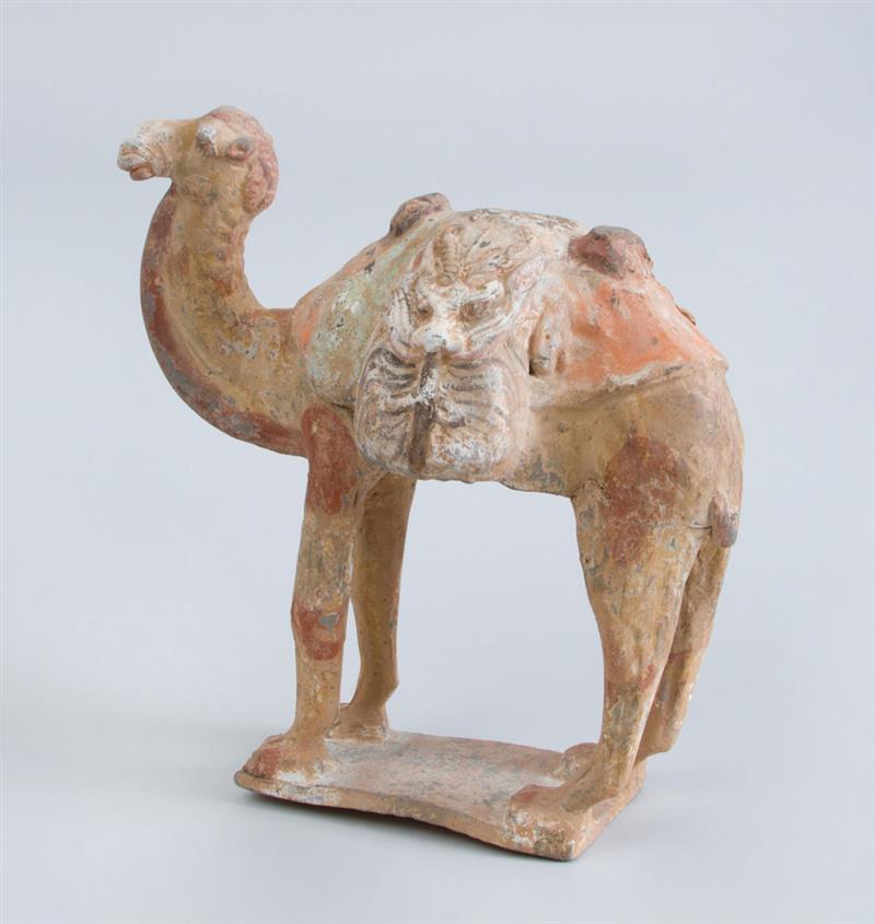 Appraisal: EARLY CHINESE POLYCHROME POTTERY FIGURE OF A PACK CAMEL x