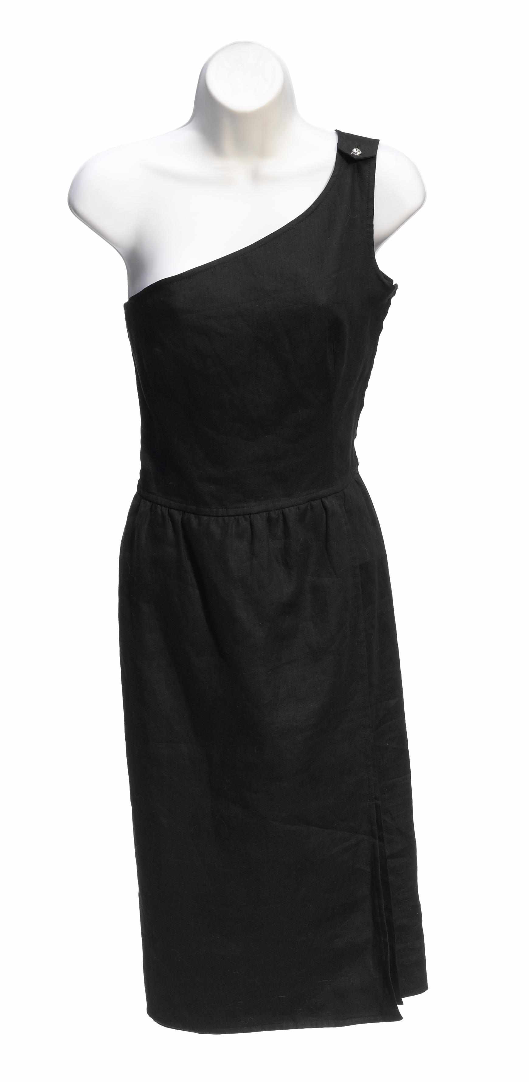 Appraisal: A Valentino Night black linen one shoulder cocktail dress with