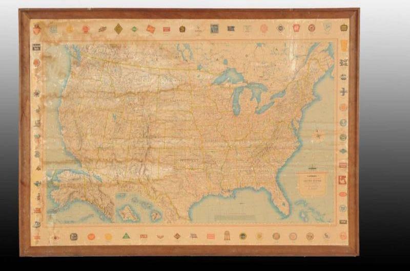 Appraisal: Lionel Railroad Map of United States Description Cardboard framed in