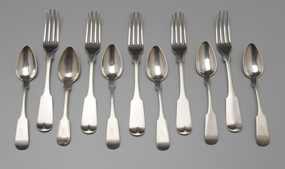 Appraisal: Hayden Coin Silver Flatware th century five with downturned tipt