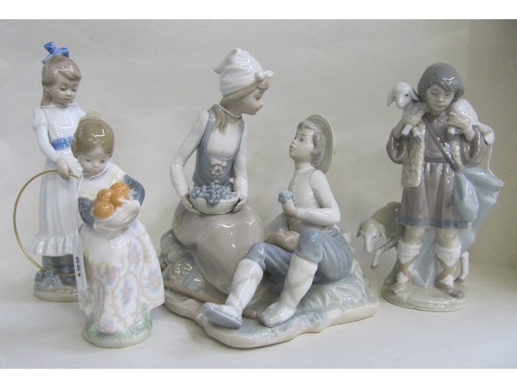 Appraisal: Four Lladro and Nao figures to include young Spanish girl