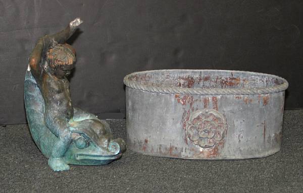 Appraisal: A Neoclassical style lead jardini re and bronze figural fountainhead