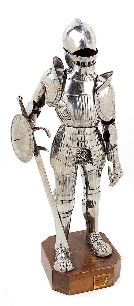 Appraisal: A Silvered Metal Model of a Suit of Armor Height