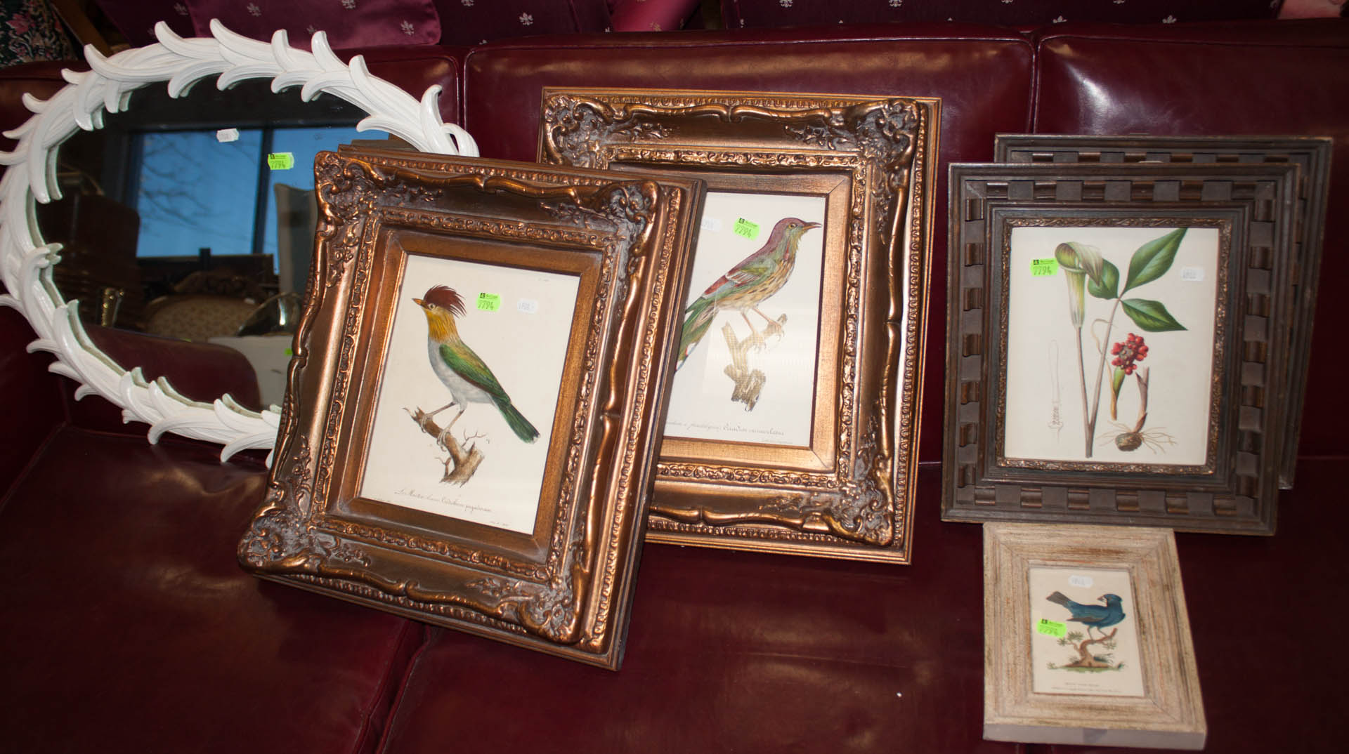 Appraisal: Assorted decorative items including three framed bird prints two framed