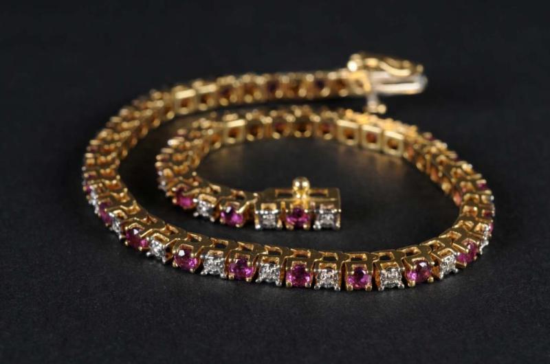 Appraisal: K Gold Diamond Ruby Bracelet Condition Excellent Size L