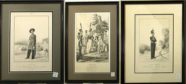 Appraisal: A lot of three Russian military prints Black and white