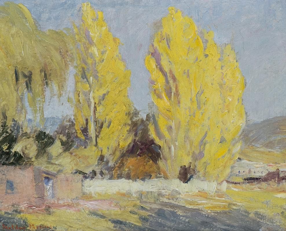 Appraisal: Adobe with Poplars by Sheldon Parsons Sheldon Parsons - Adobe