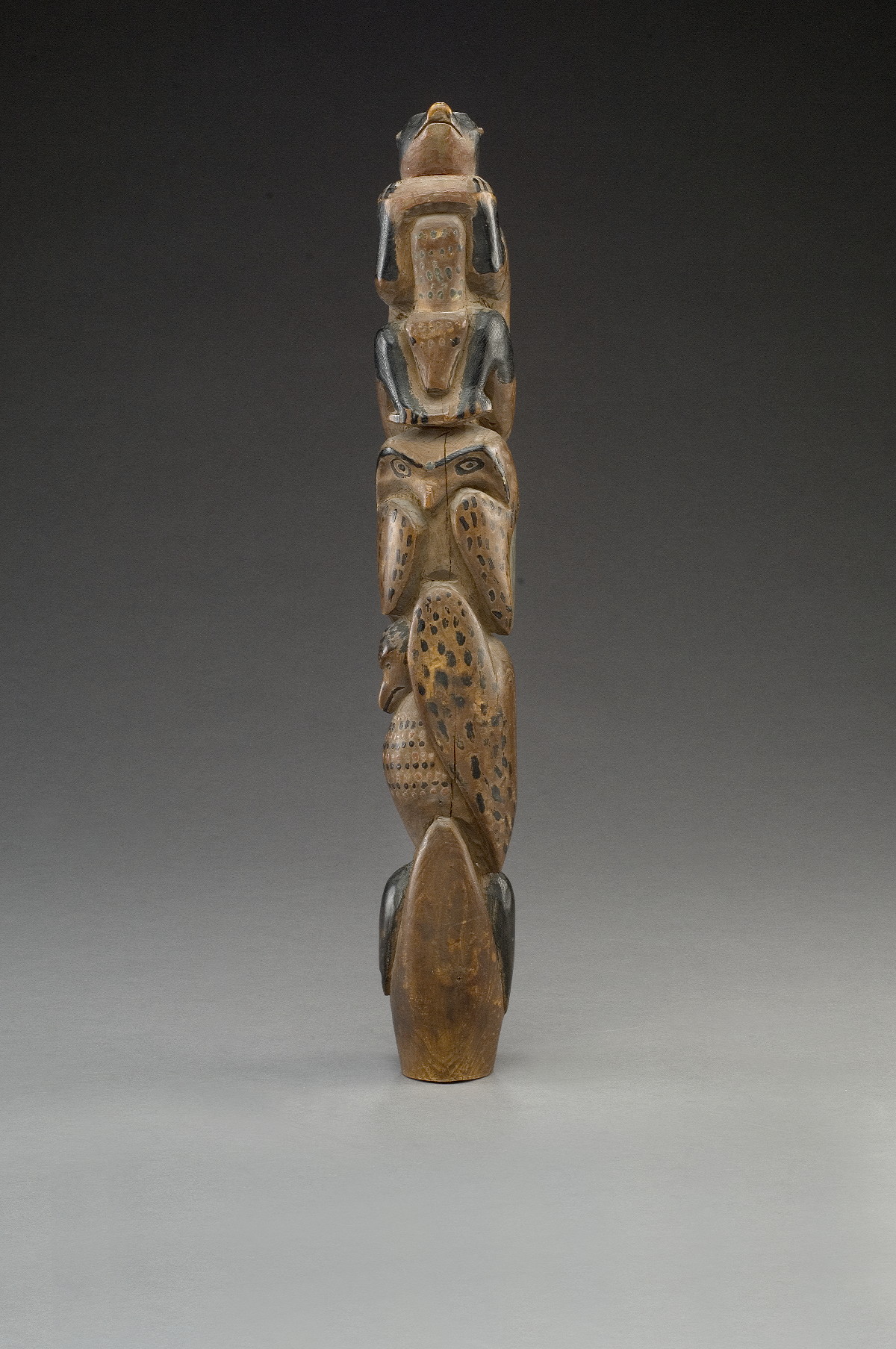 Appraisal: NORTHWEST COAST POLYCHROME WOOD TOTEM MODEL EARLY TWENTIETH CENTURY Carved