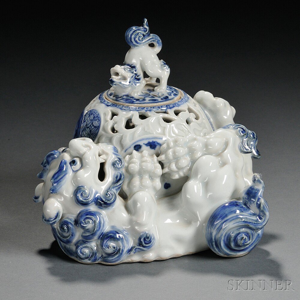 Appraisal: Hirado Blue and White Censer Japan th th century in