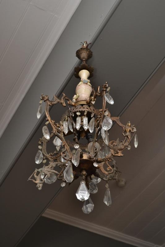 Appraisal: A PORCELAIN AND SPELTER CHANDELIER A F