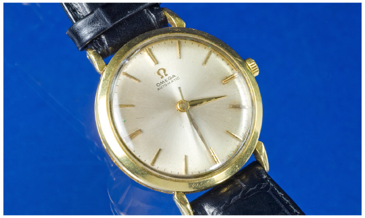 Appraisal: Gents ct Gold Omega Wrist Watch Silvered Dial Gilt Batons