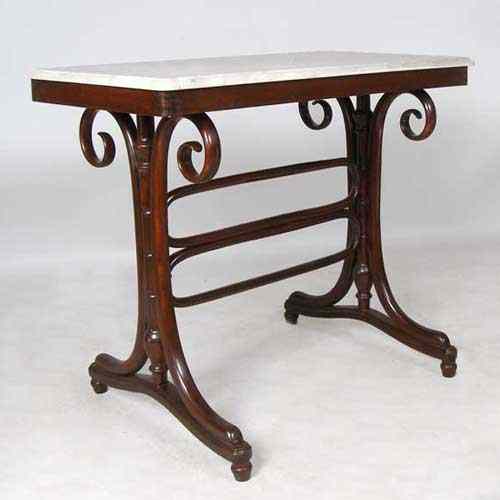 Appraisal: An Austrian Marble Top Mahogany Bentwood Console Table circa having