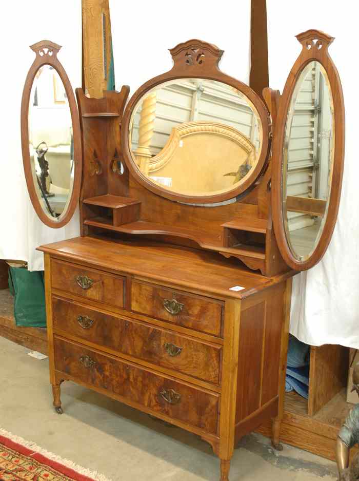 Appraisal: LATE VICTORIAN WALNUT AND BURL WALNUT BUTTERFLY VANITY DRESSER English