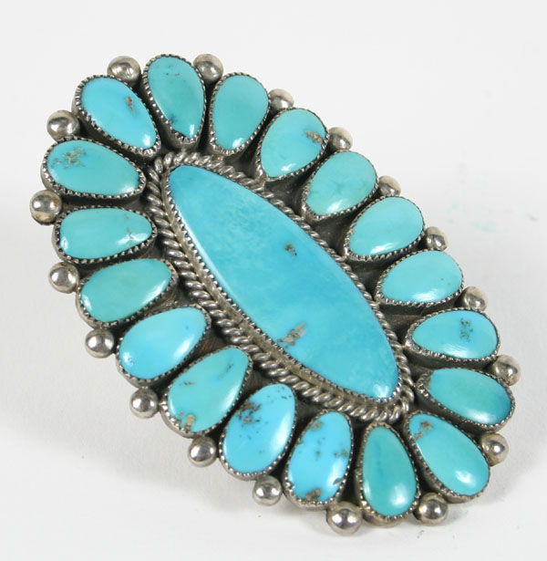 Appraisal: Large vintage Native American Zuni sterling turquoise ring size x