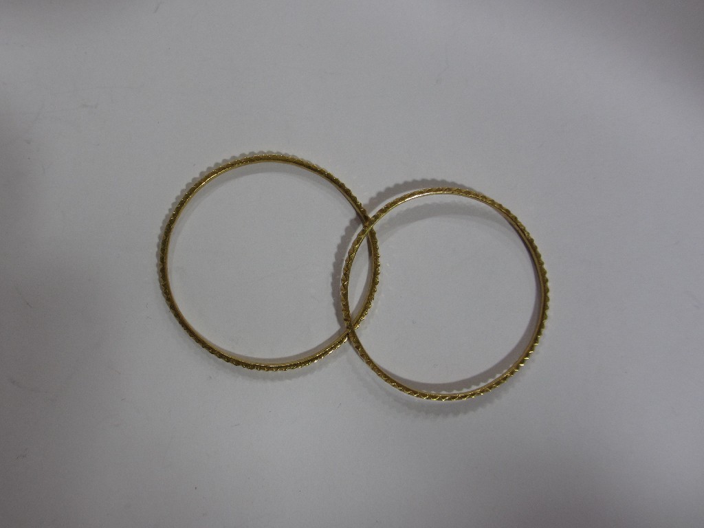 Appraisal: Two ct gold baby bangles Approximately gms