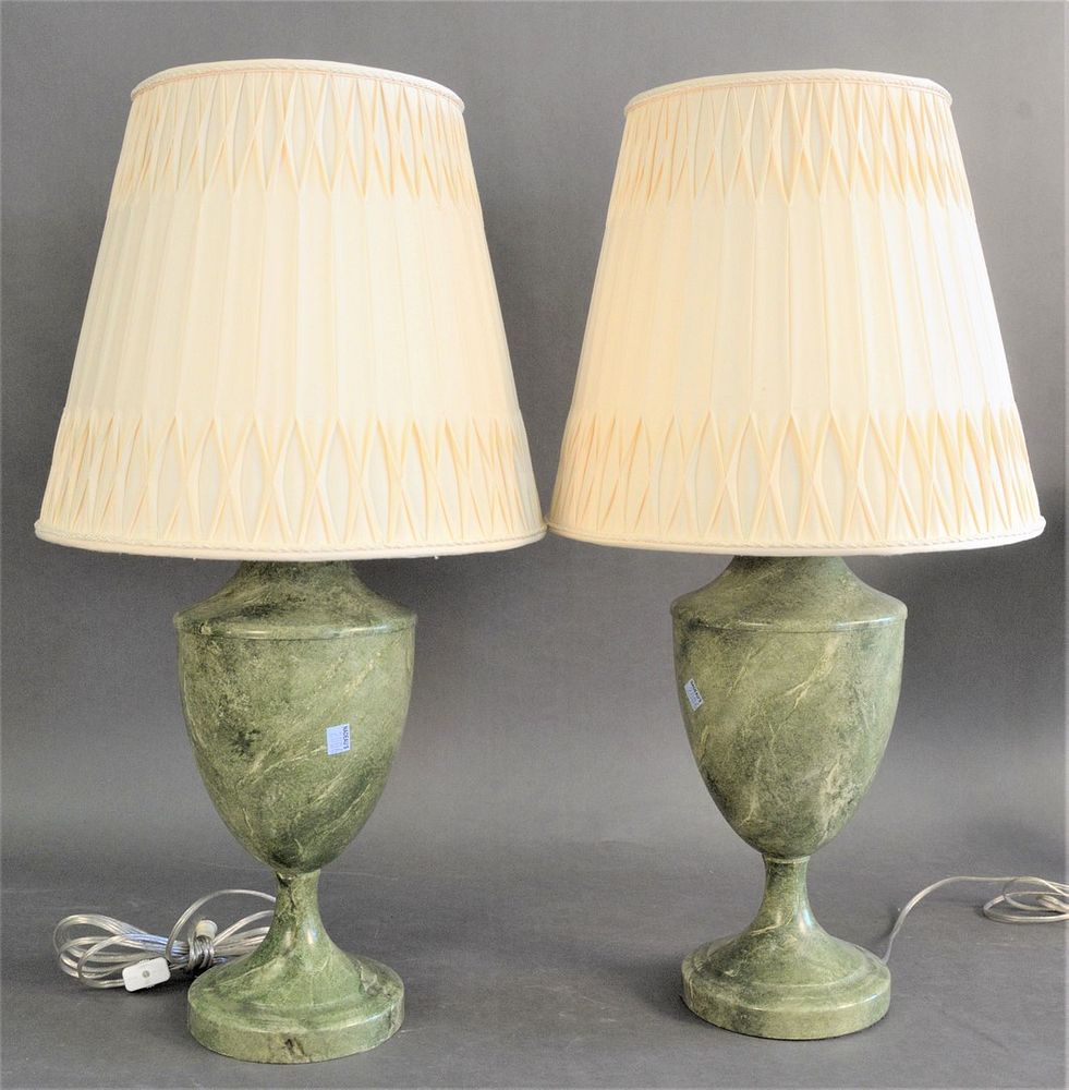 Appraisal: Pair of Faux Marble Painted Metal Lamps each of urn