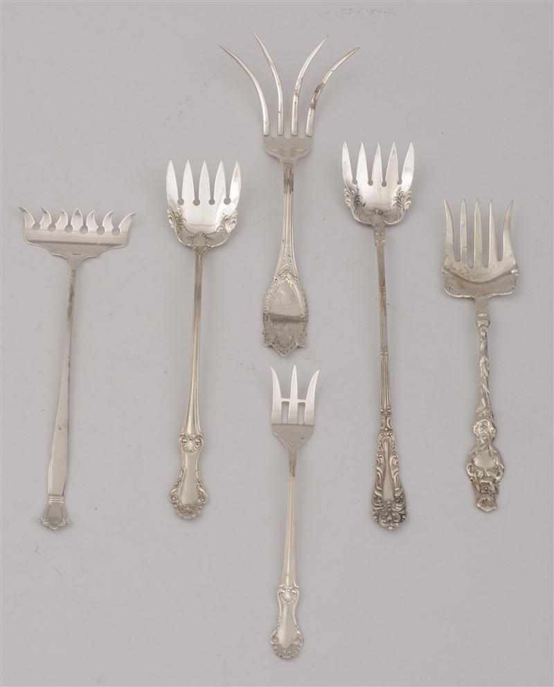 Appraisal: AMERICAN SILVER FORKS Various makers comprising sixteen large fruit and