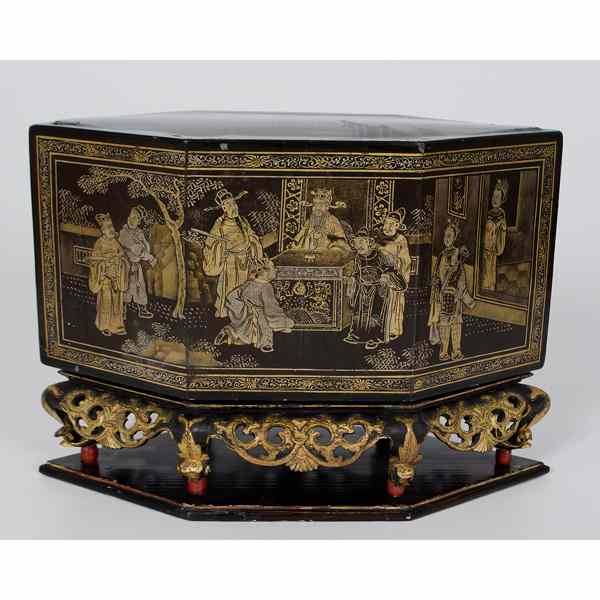 Appraisal: Chinese Carved Lacquer Temple Box Chinese A carved lacquer temple