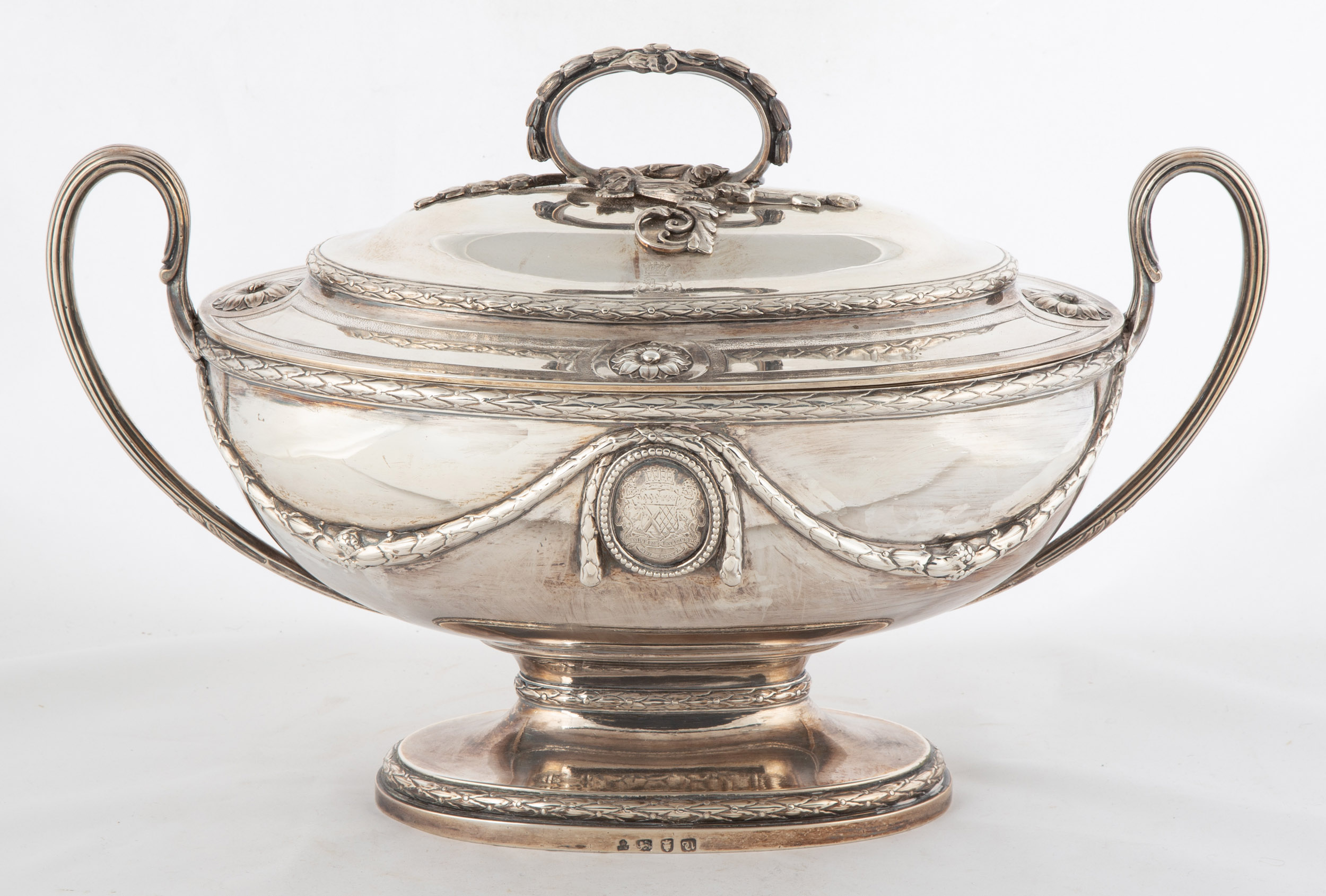 Appraisal: THOMAS HEMING GEORGE III SILVER COVERED SOUP TUREEN London England