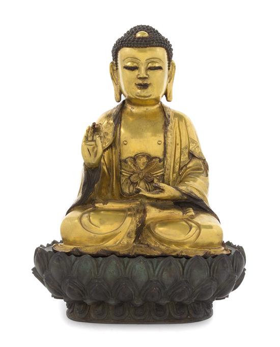 Appraisal: Sale Lot A Gilt Bronze Figure of Buddha the figure