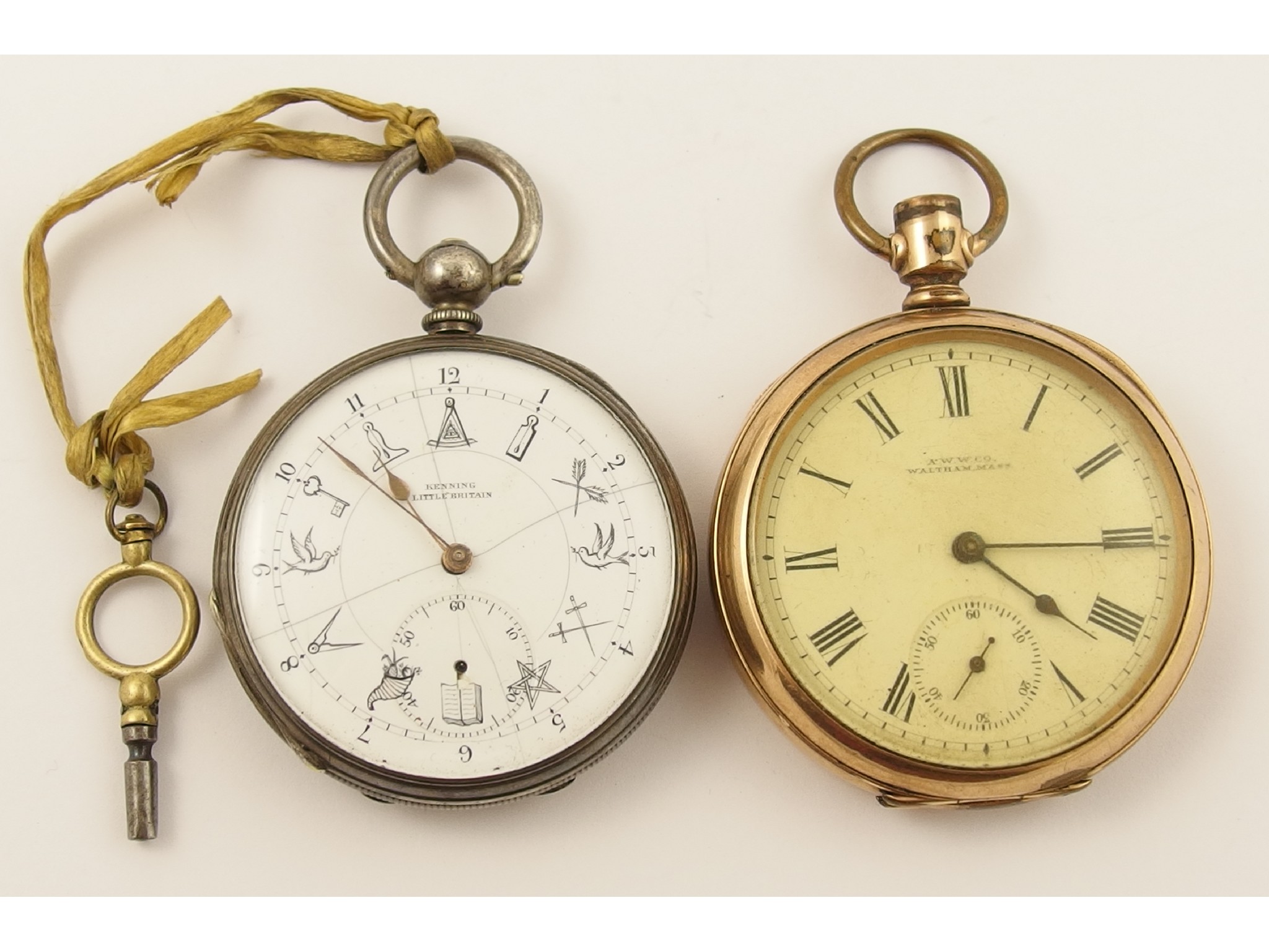 Appraisal: A silver cased Masonic pocket watch together with a Waltham