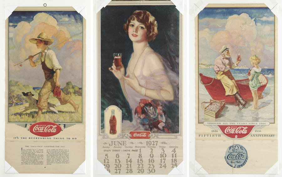 Appraisal: LOT OF THREE COCA-COLA CALENDARS calendar with single June date