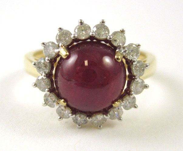 Appraisal: RUBY DIAMOND AND FOURTEEN KARAT GOLD RING with appraisal round