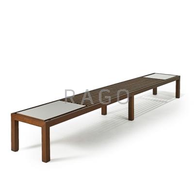 Appraisal: DANISH STYLE Long low bench s Walnut laminate and vinyl