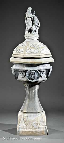 Appraisal: An Antique Lead and Zinc Baptismal Font th c figural