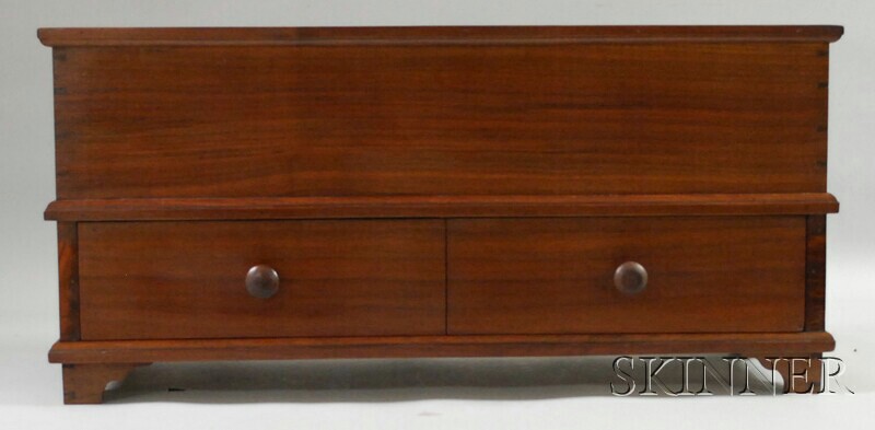 Appraisal: Miniature Dovetail-constructed Walnut Blanket Chest over Two Short Drawers th