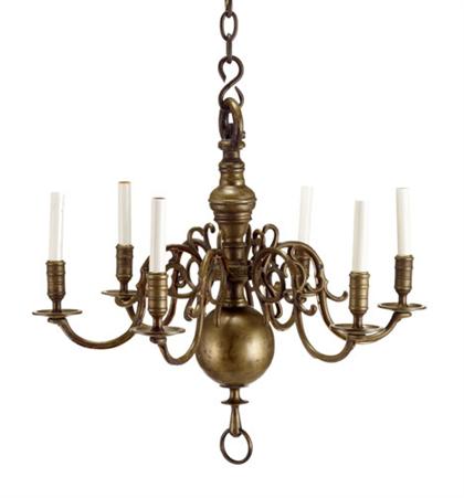 Appraisal: Dutch six arm brass chandelier th century The central baluster