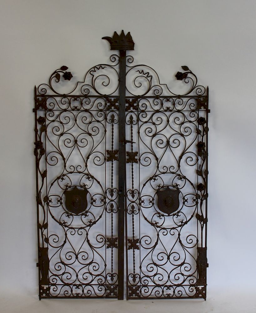 Appraisal: Antique Ornate Iron Gates From a Larchmont estate - Dimensions