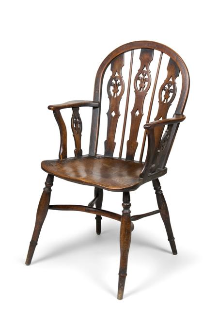 Appraisal: A good yew wood and elm Windsor armchair by Robert