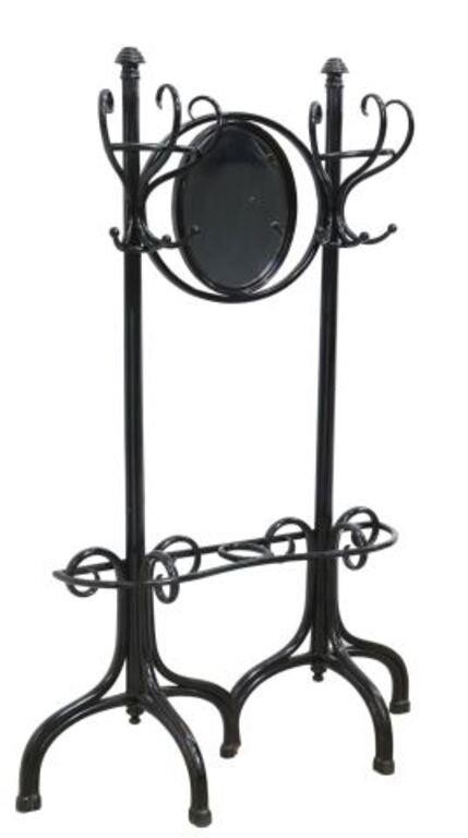 Appraisal: THONET ATTRIB ART NOUVEAU BENTWOOD HALL STANDArt Nouveau black-painted bentwood