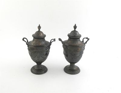 Appraisal: Two similar George III covered sugar vases with twin handles