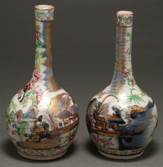 Appraisal: Two Chinese Export Famille Rose porcelain bottle-form vases second quarter-